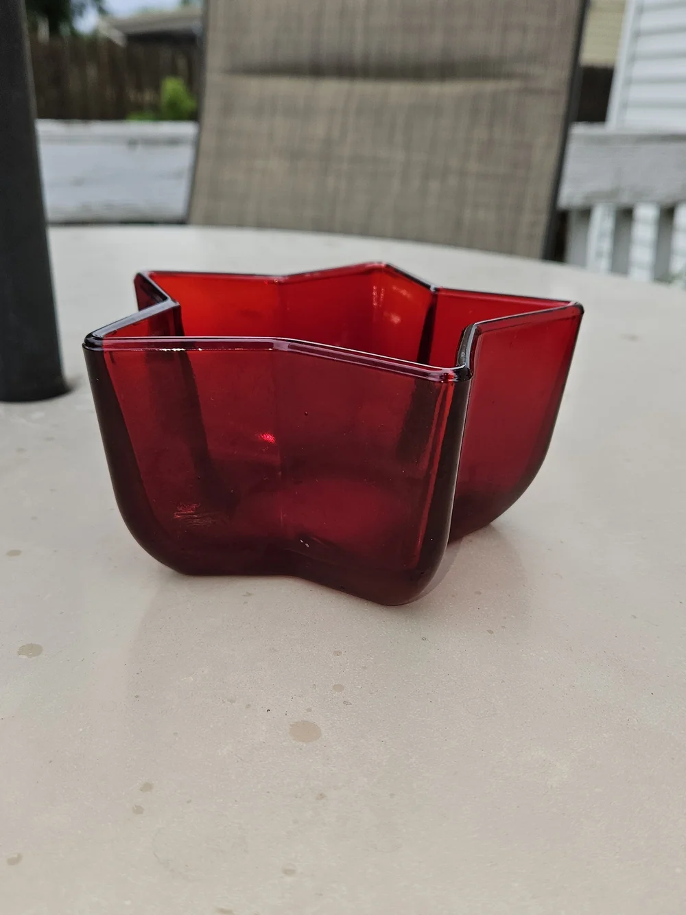 Ruby Red Vintage Red Star Glass Dish